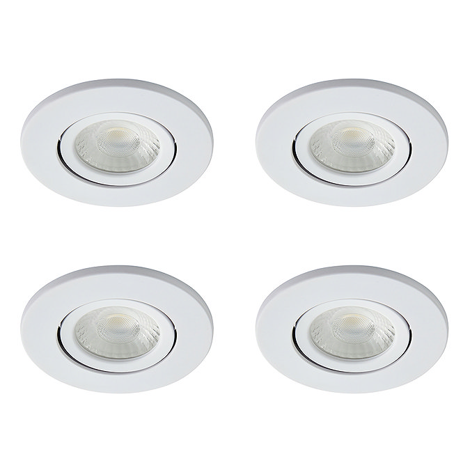4 x Ellis & Co IP65 LED White Round Tiltable Bathroom Downlights