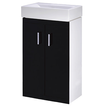 Nova High Gloss Black & White Floor Standing Basin Unit W450 x D320mm - VTFBW450 Profile Large Image