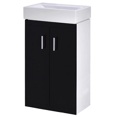 Nova High Gloss Black & White Basin Unit W/ Illuminated Mirror W450 X ...