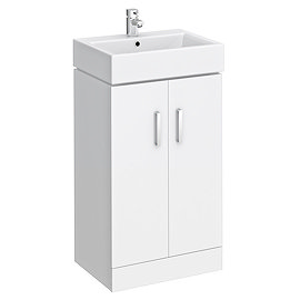 Nova Vanity Sink With Cabinet - 450mm Modern High Gloss White Large Image