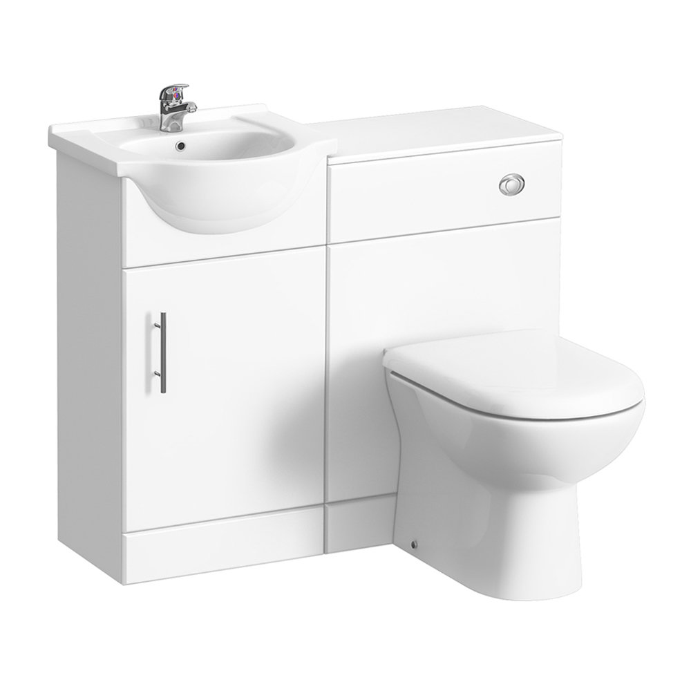 Alaska High Gloss White Vanity Unit Cloakroom Suite W  Basin Mixer W950 