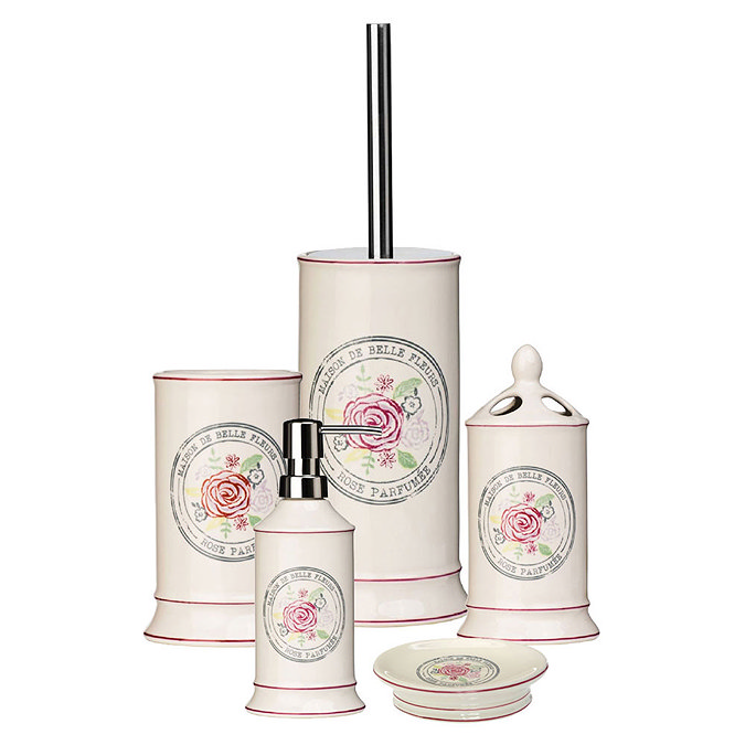 5 Piece Belle Cream Ceramic Bathroom Set Large Image