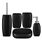 5 Piece Matt Black Stoneware Bathroom Accessories Set Large Image