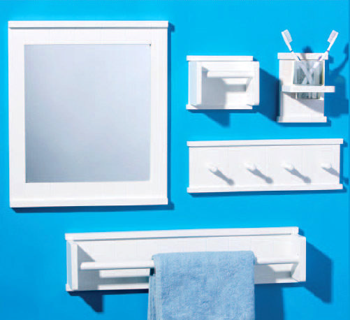 5 Piece White Wood Bathroom Set - 5PC-WW-BTHSET Large Image