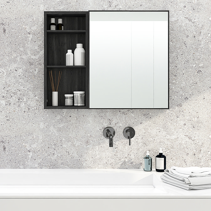 550mm Slimline Mirror Cabinet Dark Oak