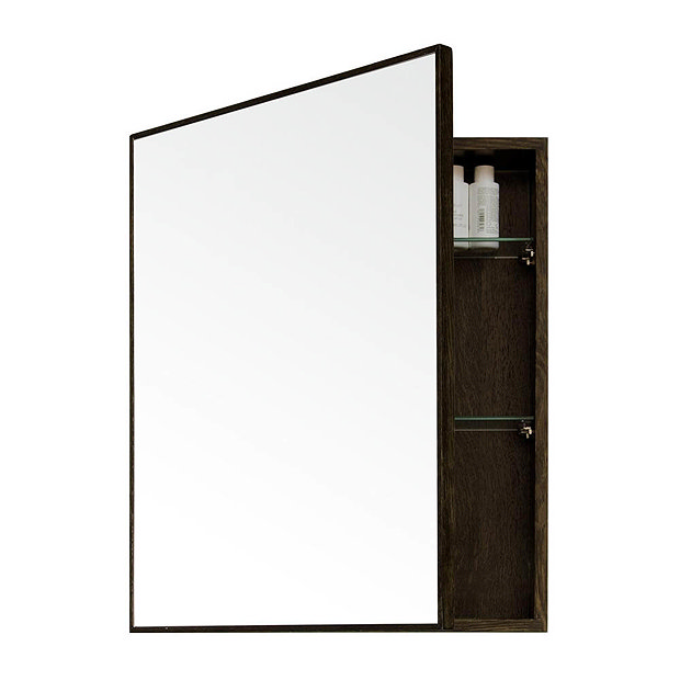 550mm Slimline Mirror Cabinet Dark Oak Large Image
