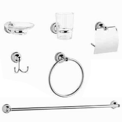 6 Piece Chrome Circle Bathroom Set - 1601272 Large Image