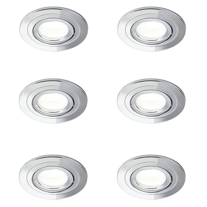 6 x Revive IP65 Chrome Round LED Fire-Rated Bathroom Downlights