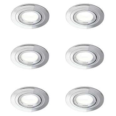 6 x Revive IP65 Chrome Round LED Fire-Rated Bathroom Downlights