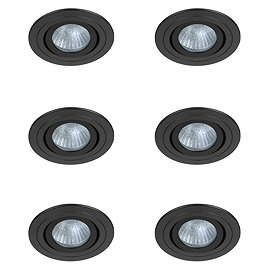 6 x Revive IP65 Matt Black Round Tiltable Bathroom Downlights Large Image
