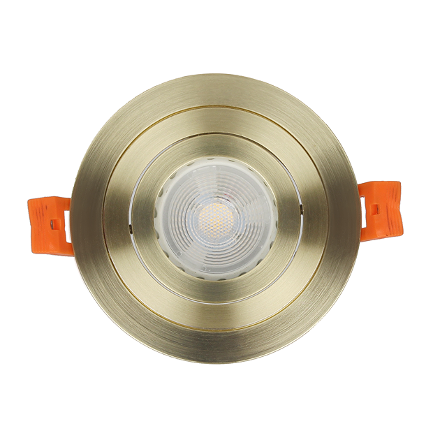 6 x Revive IP65 Satin Brass Round Tiltable Bathroom Downlights
