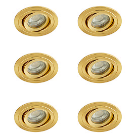 6 x Revive IP65 Satin Brass Round Tiltable Bathroom Downlights Large Image