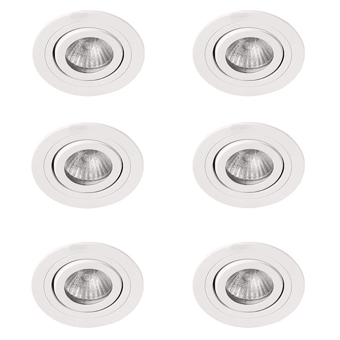 6 x Revive IP65 White Round Tiltable Bathroom Downlights