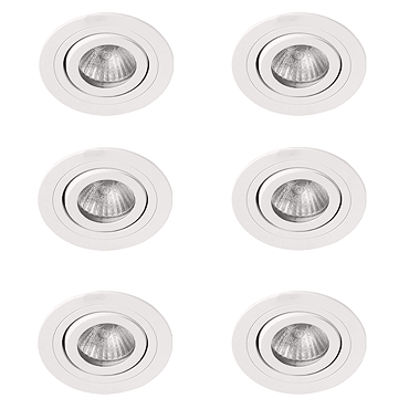 6 x Revive IP65 White Round Tiltable Bathroom Downlights