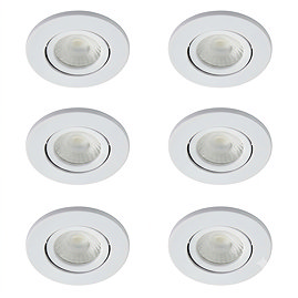 6 x Ellis & Co IP65 LED White Round Tiltable Bathroom Downlights