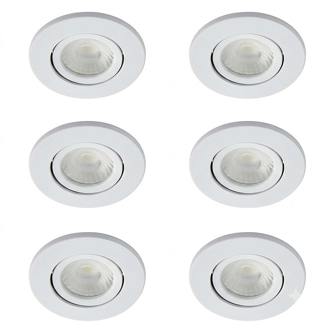 6 x Ellis & Co IP65 LED White Round Tiltable Bathroom Downlights