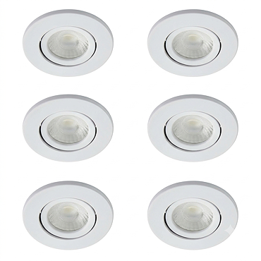6 x Ellis & Co IP65 LED White Round Tiltable Bathroom Downlights