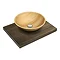 600 x 450mm Dark Wood Shelf with Round Sandstone Basin Large Image