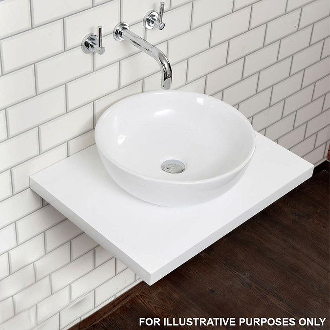 600 x 450mm White Shelf with Nouvelle Semi-Oval Basin  Feature Large Image