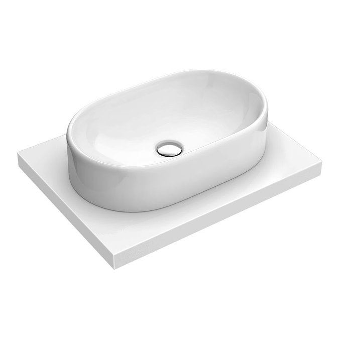 600 x 450mm White Shelf with Nouvelle Semi-Oval Basin Large Image