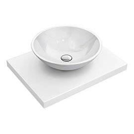 600 x 450mm White Shelf with Round White Marble Basin Medium Image