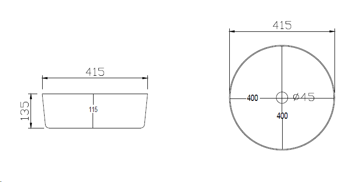 600 x 450mm White Shelf with Sol Round Basin