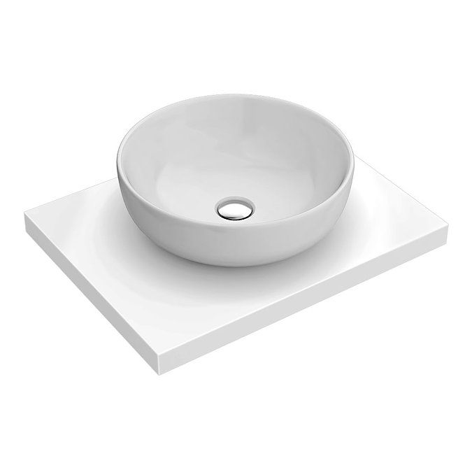 600 x 450mm White Shelf with Sol Round Basin Large Image