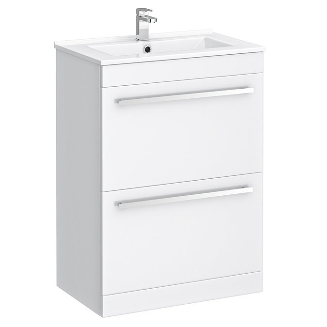 Nova Vanity Sink With Cabinet - 600mm Modern High Gloss White Large Image