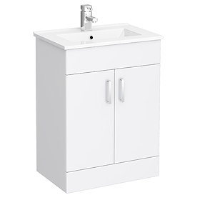 Toreno Vanity Sink With Cabinet - 600mm Modern High Gloss White Large Image