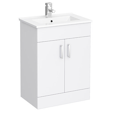 Toreno Vanity Sink With Cabinet - 600mm Modern High Gloss White  Profile Large Image