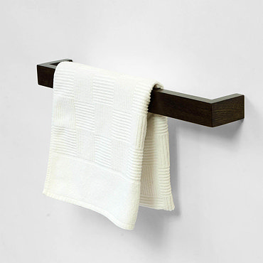 600mm Single Wooden Towel Rail Dark Oak  Profile Large Image