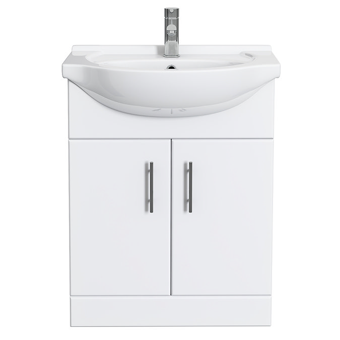 Alaska 650mm Vanity Unit (High Gloss White - Depth 300mm) Feature Large Image