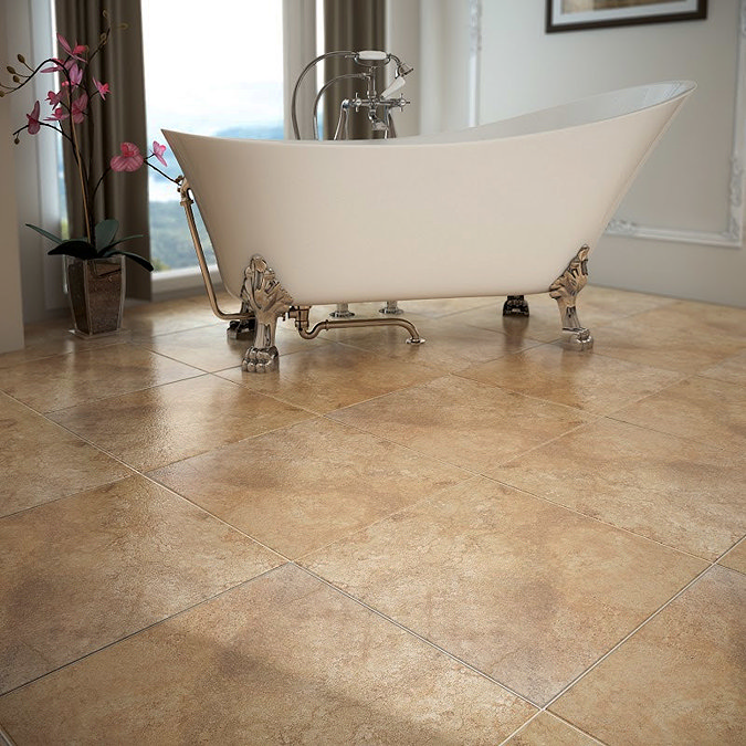 Salerno Noce Travertine Effect Floor Tiles - 450mm x 450mm Profile Large Image