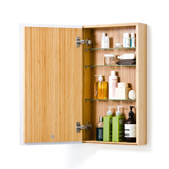 700mm Slimline Mirror Cabinet Bamboo