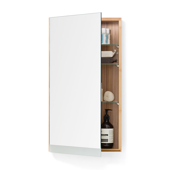 700mm Slimline Mirror Cabinet Bamboo
