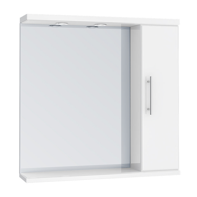 Alaska 750mm Illuminated Mirror Cabinet (High Gloss White - Depth 170mm) Large Image