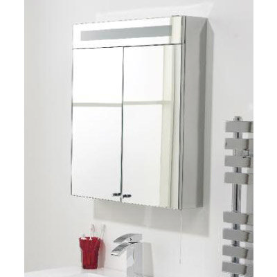 750 x 625mm Stainless Steel Bathroom Cabinet w/ 2 Doors & Light - Ex Display (A) Profile Large Image