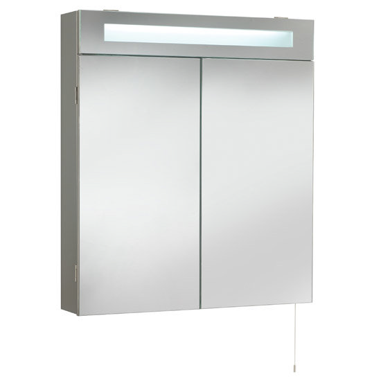 750 x 625mm Stainless Steel Bathroom Cabinet w/ 2 Doors & Light - Ex Display (A) Large Image