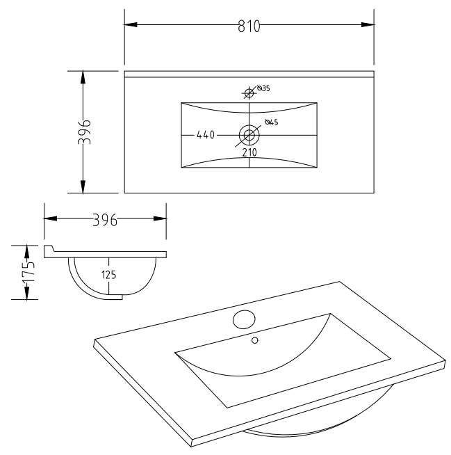 Toreno 800mm Modern High Gloss White Vanity Sink With Cabinet