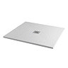 800 x 800mm White Slate Effect Square Shower Tray + Chrome Grill Waste Large Image