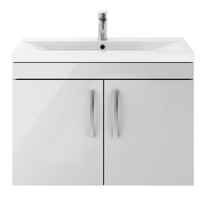 800mm Gloss Grey Mist 2 Door Wall Hung Vanity Unit Large Image