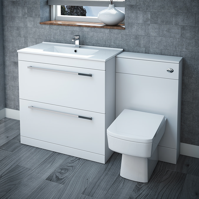 Nova Vanity Sink With Cabinet - 800mm Modern High Gloss White Feature Large Image