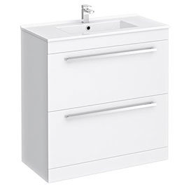 Nova Vanity Sink With Cabinet - 800mm Modern High Gloss White Medium Image