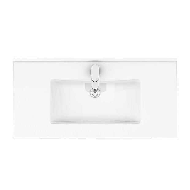Nova 800mm Wall Hung Vanity Sink with Cabinet - Modern High Gloss White  Profile Large Image