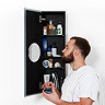 800mm Slimline Mirror Cabinet Dark Oak