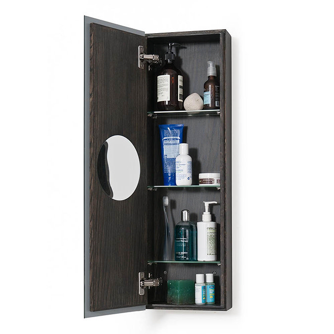 800mm Slimline Mirror Cabinet Dark Oak  Profile Large Image