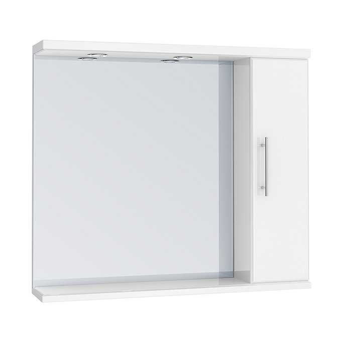 Alaska 850mm Illuminated Mirror Cabinet (High Gloss White - Depth 170mm) Large Image