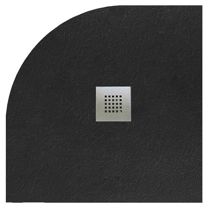 900 x 900mm Black Slate Effect Quadrant Shower Tray + Chrome Waste In Bathroom Large Image