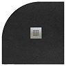 900 x 900mm Black Slate Effect Quadrant Shower Tray + Chrome Waste  In Bathroom Large Image