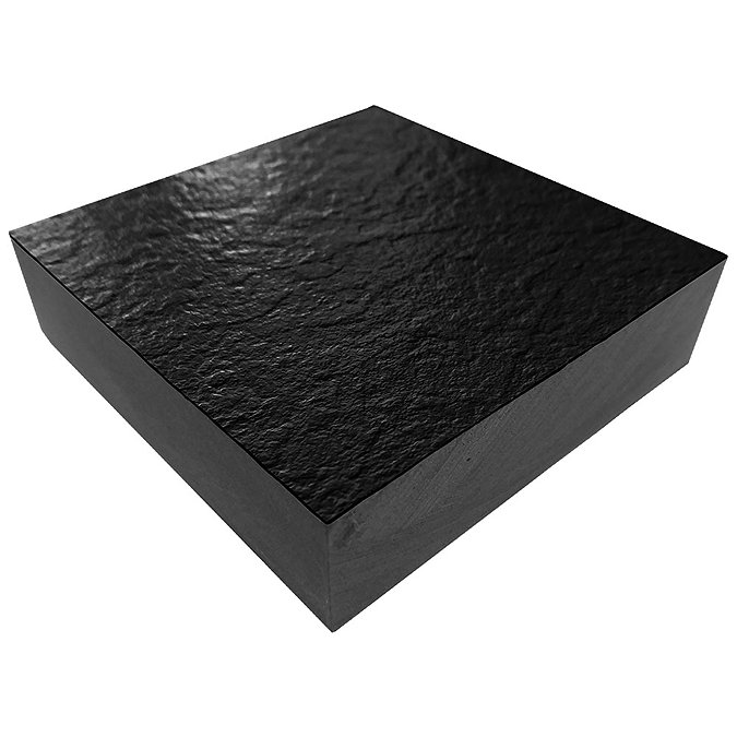 900 x 900mm Black Slate Effect Square Shower Tray + Chrome Waste  Standard Large Image